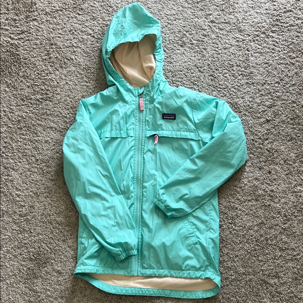 Patagonia Mint Green Hooded Windbreaker